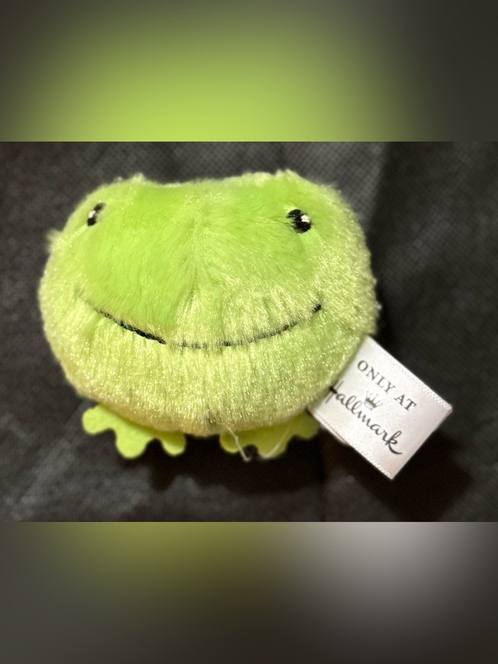 Hallmark Lime Green Plush Frog that goes “ ribbit” when squeezed
